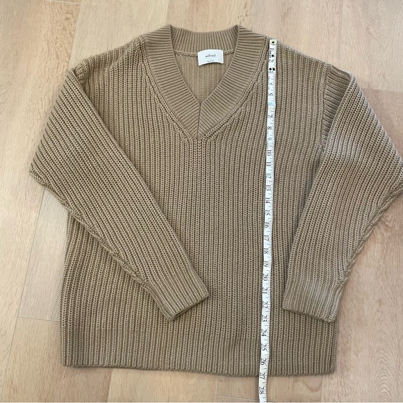 ARITZIA WILFRED Camel/ Tan Ribbed V-neck Sweater - Picture 8 of 8